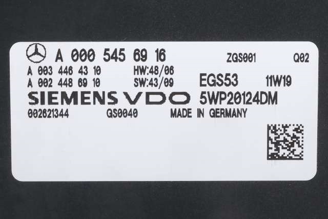 Styreenhet girkasse til Mercedes E-Klasse 2009-2013 (Fase 1) (W212) (W212) (SIEMENS|5WP2 0124 DM|A 000 545 69 16|)