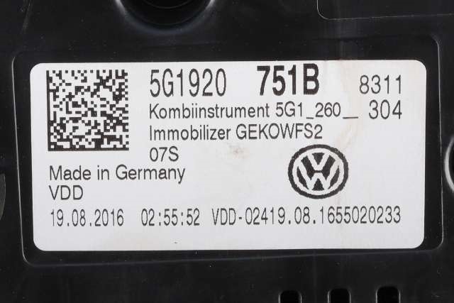 Instrumentpanel til VW Golf VII 2012-2017 (Fase 1) (VAG|5G1 920 751 B|)