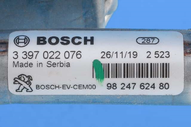 Viskermotor frontrute komplett m/overføring til Peugeot 3008 2016-->> (Type II)  (BOSCH|3 397 022 076|98 247624 80|)