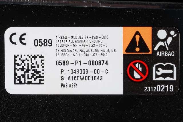 Airbag passasjer til Tesla Model X 2016-->> (TESLA|1048009-00-C|)