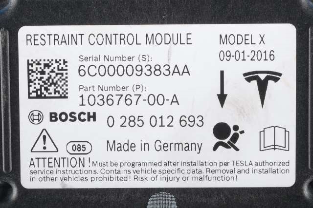 Styreenhet airbag hovedsensor til Tesla Model X 2016-->> (BOSCH|0 285 012 693|)