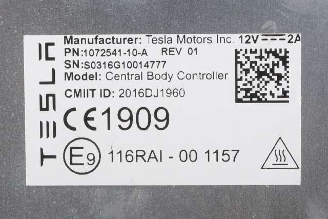 Styreenhet comfort (BCM) til Tesla Model X 2016-->>  (TESLA|1072541-10-A|)