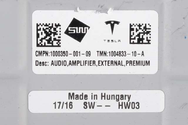 Bilstereo forsterker til Tesla Model X 2016-->> (TESLA|1004833-10-A|)