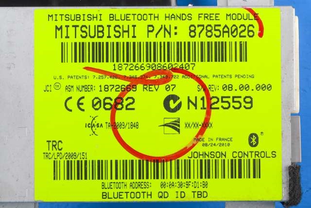 Styreenhet bluetooth til Mitsubishi Outlander 2010-2012 (Type II, Fase 2)  (MITSUBISHI|8785A026|)
