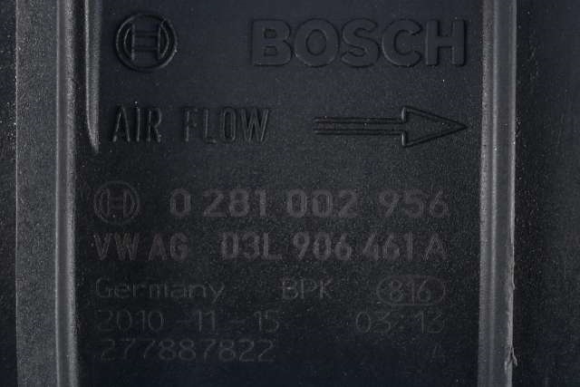 Luftmengde/luftmassemåler til Audi Q5 2008-2012 (Type I, Fase 1)  (BOSCH|0 281 002 956|03L 906 461 A|)
