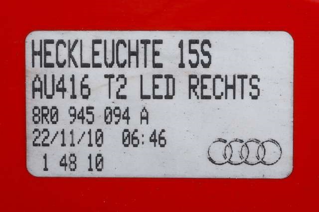 Baklykt høyre til Audi Q5 2008-2012 (Type I, Fase 1)  (VAG|8R0 945 094 A|)