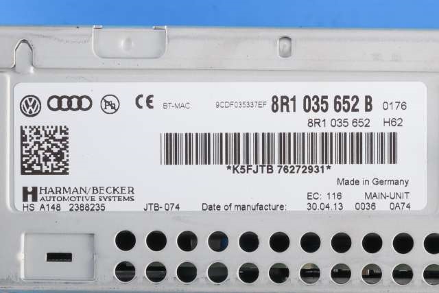 Bilstereo til Audi A4 2007-2014 (Type IV) (B8) (B8) (VAG|8R1 035 652 B|)