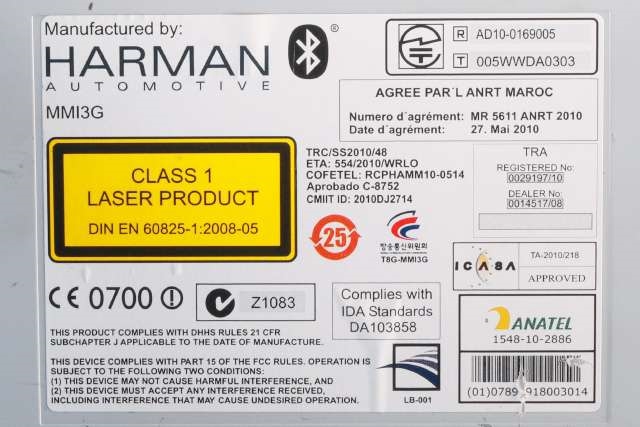 Bilstereo til Audi A4 2007-2014 (Type IV) (B8) (B8) (VAG|8R1 035 652 B|)