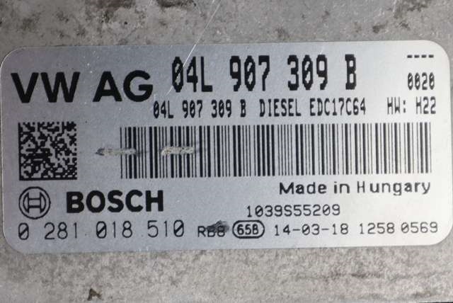Styreenhet motor til Škoda Octavia 2013-2016 (Type III, Fase 1) (VAG|04L 907 309 B|)