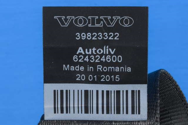 Sikkerhetsbelte bak venstre til Volvo V60/V60 CC 2013-2018 (Type I, Fase 2)  (VOLVO|39823322|)