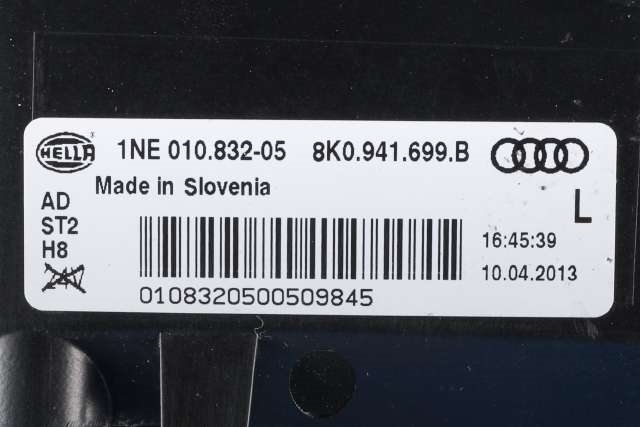 Tåkelykt venstre foran til Audi A4 2007-2014 (Type IV) (B8) (B8) (HELLA|1NE 010 832-05|8K0 941 699 B|)