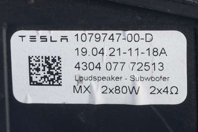 Bilstereo sub-woofer til Tesla Model 3 2018-2023 (Fase 1) (TESLA|1079747-00-D|)