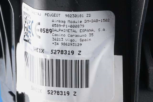 Airbag rattpute til Peugeot 3008 2016-->> (Type II) (PEUGEOT|98 230181 ZD|)