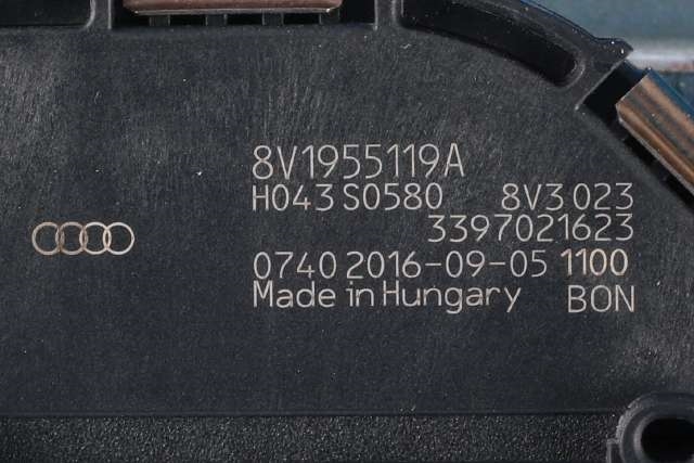 Viskermotor frontrute komplett m/overføring til Audi A3 2016-2020 (Type III, Fase 2) (VAG|8V1 955 023 D|)