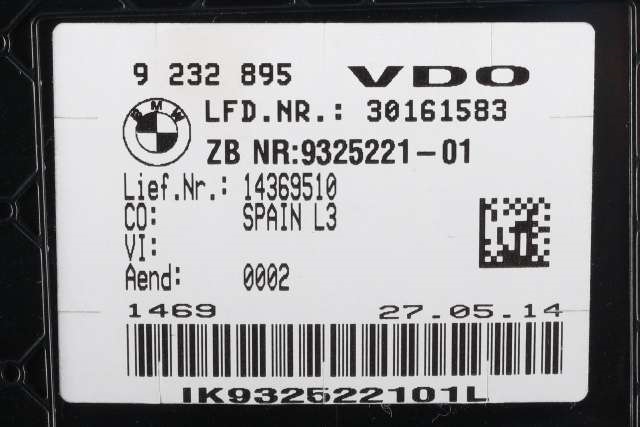 Instrumentpanel til BMW 3-Serie 2012-2018 (F30/F31/F34) (F30/F31/F34) (BMW|9 232 895|)