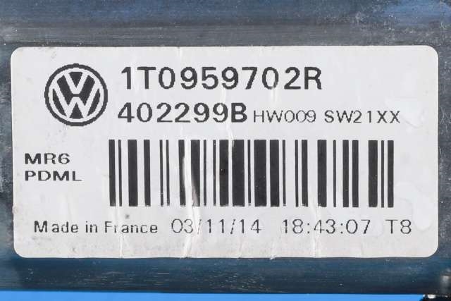 Ruteheis, kun motor, høyre foran til VW Caddy 2010-2015 (Type III, Fase 2) (VAG|1T0 959 702 R|)
