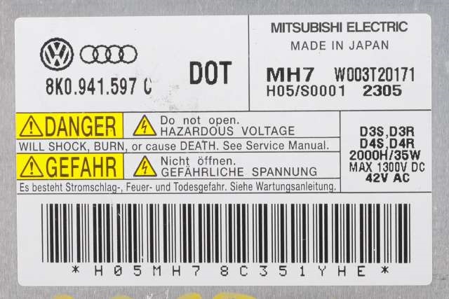 Styreenhet xenon/ballast til VW Tiguan 2011-2016 (Type I, Fase 2) (VAG|8K0 941 597 C|)