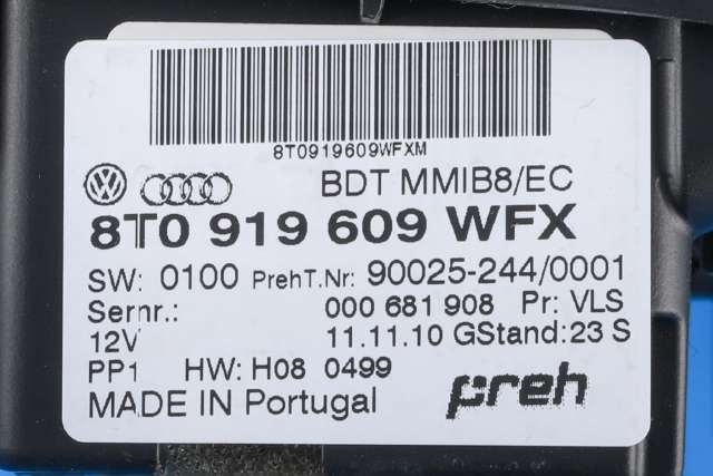 Bilstereo navigasjon betjeningspanel til Audi Q5 2008-2012 (Type I, Fase 1)  (VAG|8T0 919 609 WFX|)
