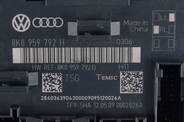 Styreenhet dør høyre foran til Audi A4 2007-2014 (Type IV) (B8) (B8) (VAG|8K0 959 792 H|)