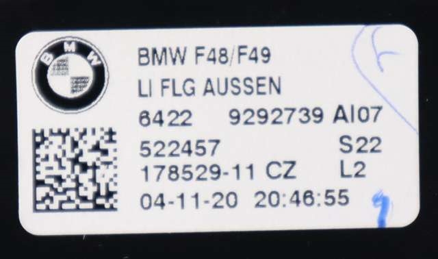 Dashbord friskluftdyse venstre til BMW X1 2015-2022 (F48) (F48) (BMW|64.22-9 292 739|)