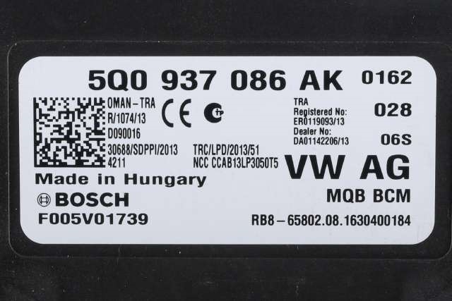 Styreenhet comfort (BCM) til VW Golf VII 2012-2017 (Fase 1) (VAG|5Q0 937 086 AK|)