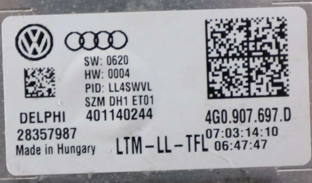 Styreenhet lys (LCM - Light Control Module) til Škoda Octavia 2013-2016 (Type III, Fase 1) (VAG|4G0 907 697 D|)