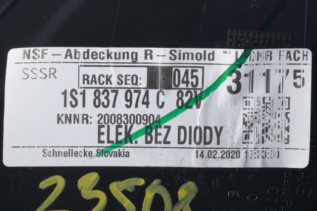 Dashbord diverse til Seat Mii electric 2019-->>  (VAG|1S1 837 974 C|)