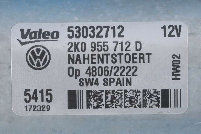 Viskermotor bakrute venstre til VW Caddy 2015-2020 (Type III, Fase 3)  (VAG|2K0 955 712 D|)