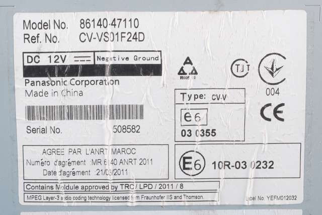 Bilstereo navigasjon til Toyota Prius 2009-2016 (Type III) (COMBI) (COMBI) (TOYOTA|86140-47110|)
