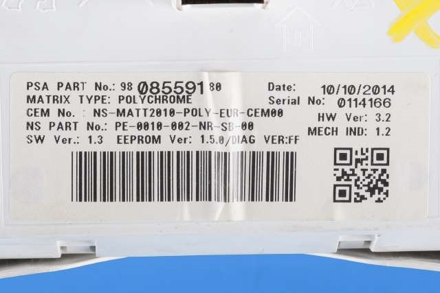 Instrumentpanel til Peugeot 508 2014-2018 (Type I, Fase 2)  (PEUGEOT|98 085591 80|)