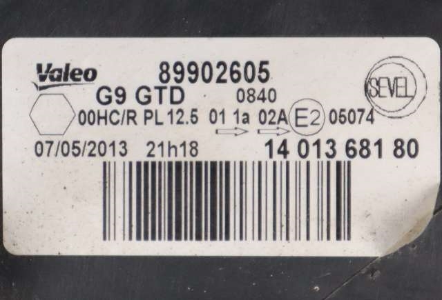 Frontlykt venstre halogen til Peugeot Expert 2007-2016 (Type II) (PEUGEOT|14 013681 80|)