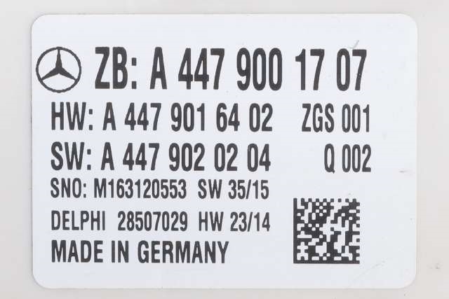 Styreenhet comfort (BCM) til Mercedes Vito 2014-->> (W447) (W447) (MERCEDES|A 447 900 17 07|)