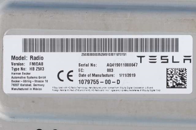 Bilstereo diverse til Tesla Model 3 2018-2023 (Fase 1) (TESLA|1079755-00-D|)