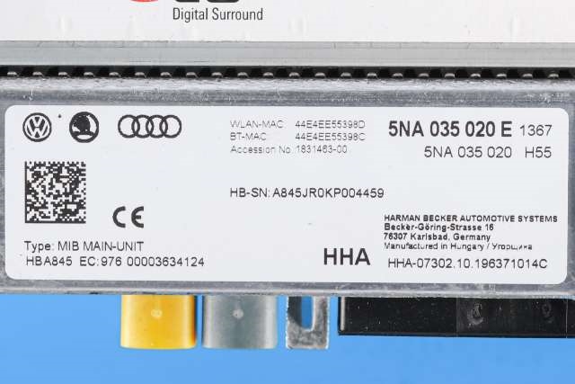 Bilstereo navigasjon spiller til VW e-Golf 2017-2020 (Fase 2)  (VAG|5NA 035 020 E|)