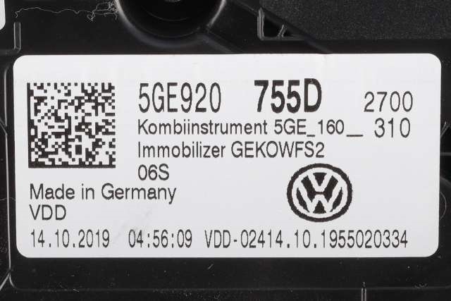 Instrumentpanel til VW e-Golf 2017-2020 (Fase 2)  (VAG|5GE 920 755 D|)