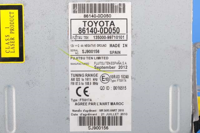 Bilstereo navigasjon til Toyota Yaris 2012-2014 (Type III, Fase 1) (TOYOTA|86140-0D050|)