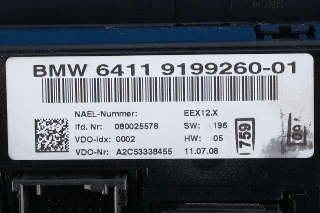 Varmeapparat betjening til BMW 3-Serie 2005-2011 (E90/E91/E92/E93) (E90/E91/E92/E93) (VDO|A2C53338455|64.11-9 199 260|)