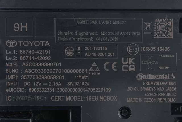 Styreenhet diverse til Toyota RAV4 2019-->> (Type V)  (TOYOTA|86740-42191|)