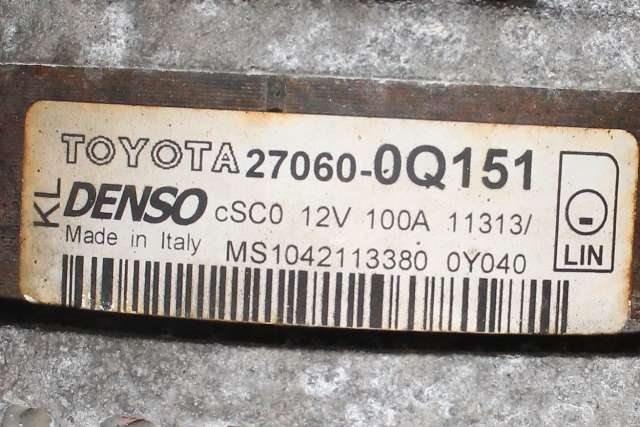 Dynamo til Toyota Yaris 2012-2014 (Type III, Fase 1)  (DENSO|104211-3380|27060-0Q151|)