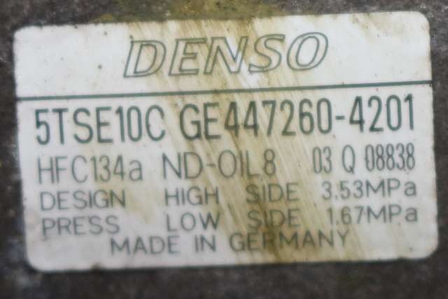 Aircondition kompressor til Toyota Yaris 2012-2014 (Type III, Fase 1)  (DENSO|447260-4201|)
