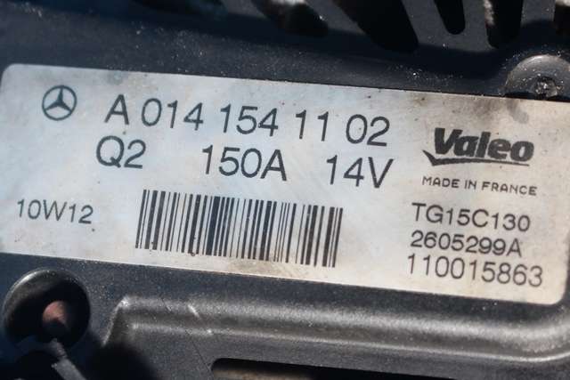 Dynamo diesel til Mercedes C-Klasse 2007-2011 (Fase 1) (W204) (W204) (VALEO|TG15C130|A 014 154 11 02. 14 VOLT - 150 AMP|)