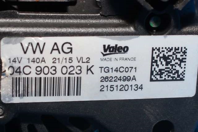 Dynamo til VW Golf VII 2012-2017 (Fase 1)  (VALEO|TG14C017|04C 903 023 K. 14 VOLT - 140 AMP|)