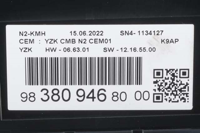 Instrumentpanel til Peugeot Partner 2019-->> (Type III) (PEUGEOT|98 380946 80|)