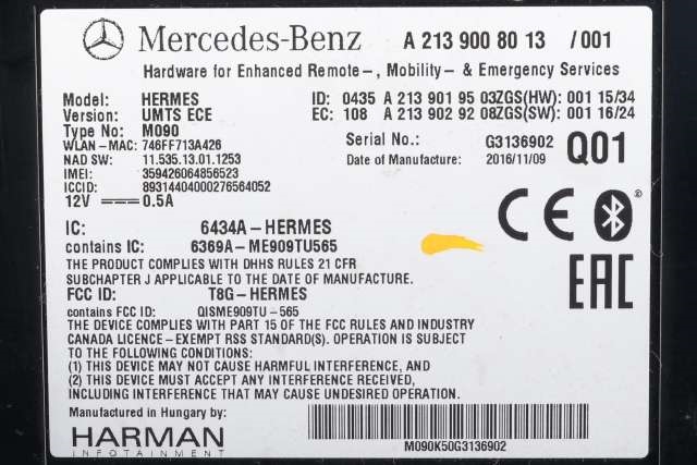 Styreenhet diverse til Mercedes A-Klasse 2012-2018 (W176) (W176) (MERCEDES|A 213 900 80 13|)