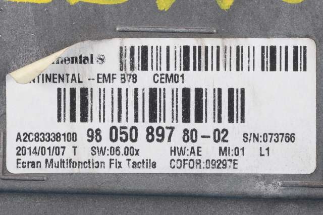 Bilstereo navigasjon skjerm til Citroën C4, Picasso 2013-2018 (Type II) (CITROEN|98 050897 80|)