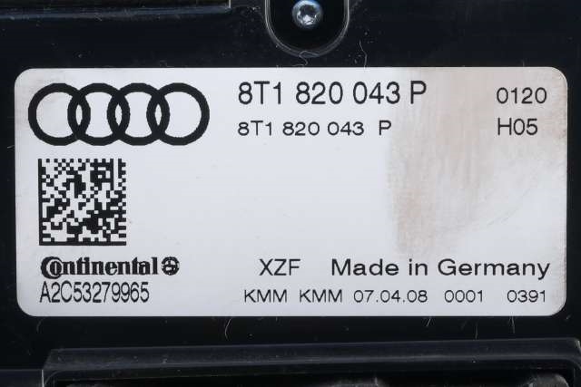 Varmeapparat betjening til Audi A4 2007-2014 (Type IV) (B8) (B8) (VAG|8T1 820 043 P|)