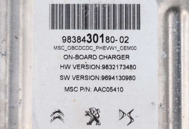 Batterilader (OBC - On Board Charger) til Peugeot 3008 2016-->> (Type II) (PEUGEOT|98 384301 80|)