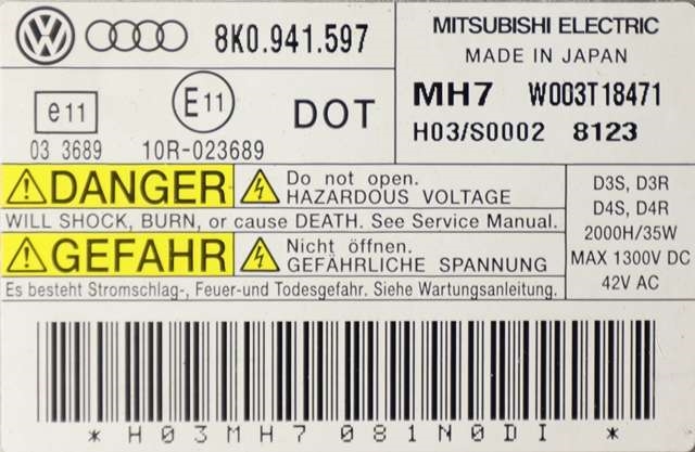 Styreenhet xenon/ballast til Audi A4 2007-2014 (Type IV) (B8) (B8) (VAG|8K0 941 597|)