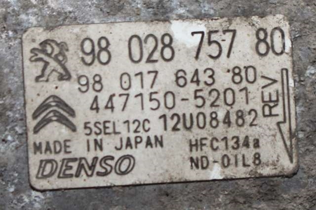 Aircondition kompressor til Citroën Berlingo 2015-2019 (Type II, Fase 2) (DENSO|447150-5201|98 028757 80|)