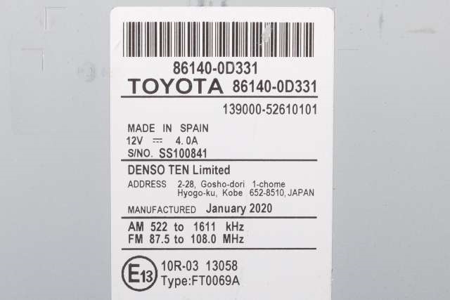 Bilstereo navigasjon til Toyota Yaris 2014-2020 (Type III, Fase 2)  (TOYOTA|86140-0D331|)